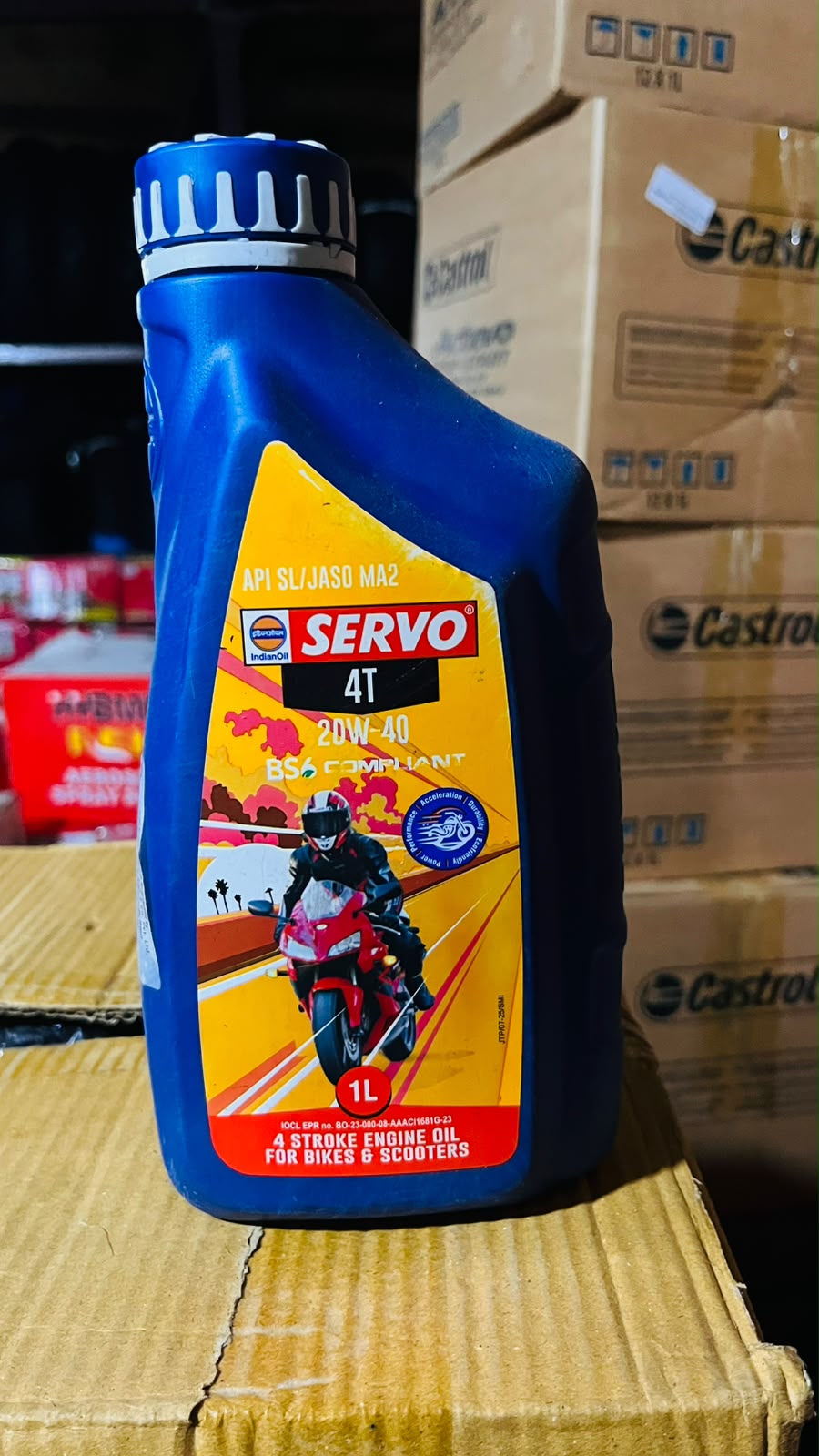 SERVO 4T 20W-40 Engine Oil 1L BS6 Compliant API SL JASO MA2 for Bikes & Scooters