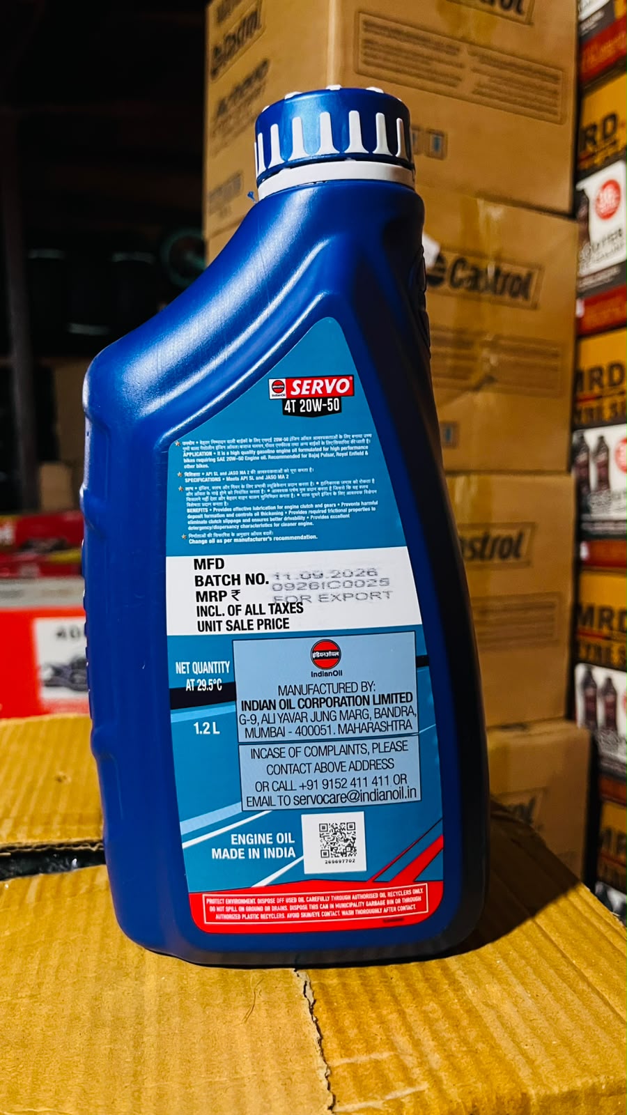 Servo 4T 20W-50 Engine Oil 1.2L BS6 Compliant API SL JASO MA2 for Motorcycle & Bike