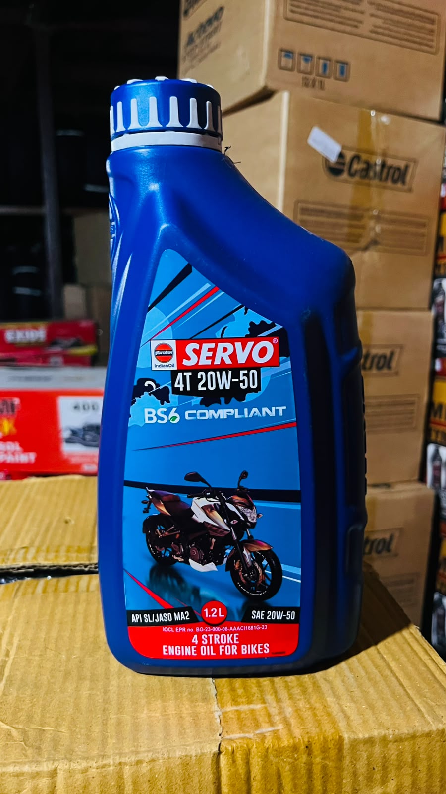 Servo 4T 20W-50 Engine Oil 1.2L BS6 Compliant API SL JASO MA2 for Motorcycle & Bike