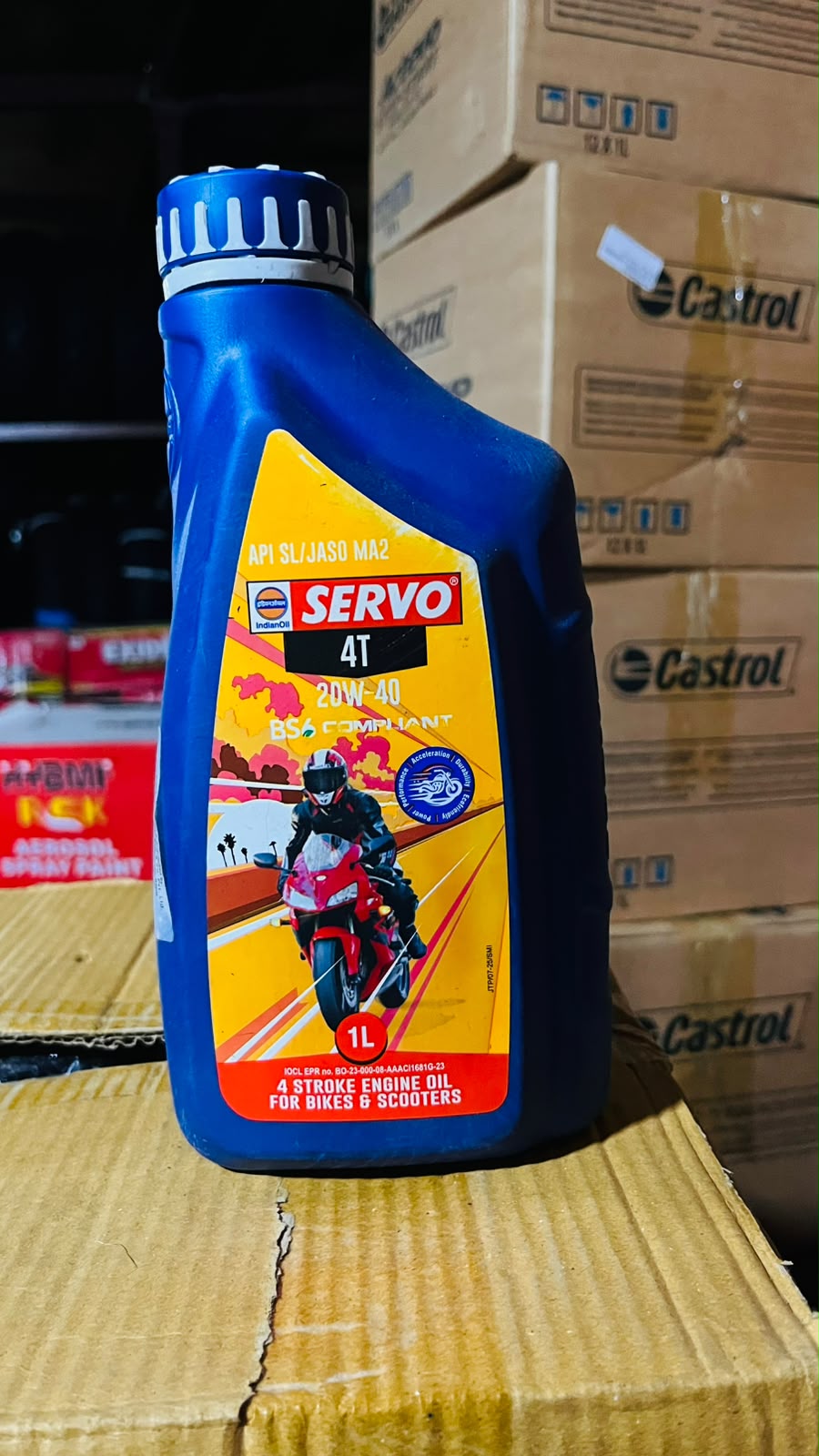 SERVO 4T 20W-40 Engine Oil 1L BS6 Compliant API SL JASO MA2 for Bikes & Scooters