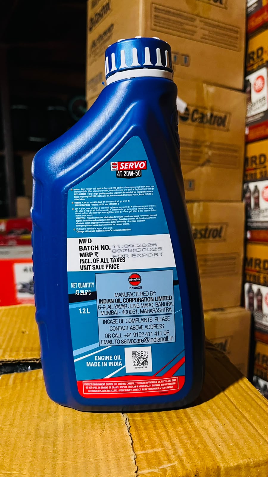 Servo 4T 20W-50 Engine Oil 1.2L BS6 Compliant API SL JASO MA2 for Motorcycle & Bike